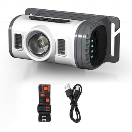 Rechargeable Clip-on LED Headlamp Flashlight with Motion Sensor for Camping Hiking Fishing Running