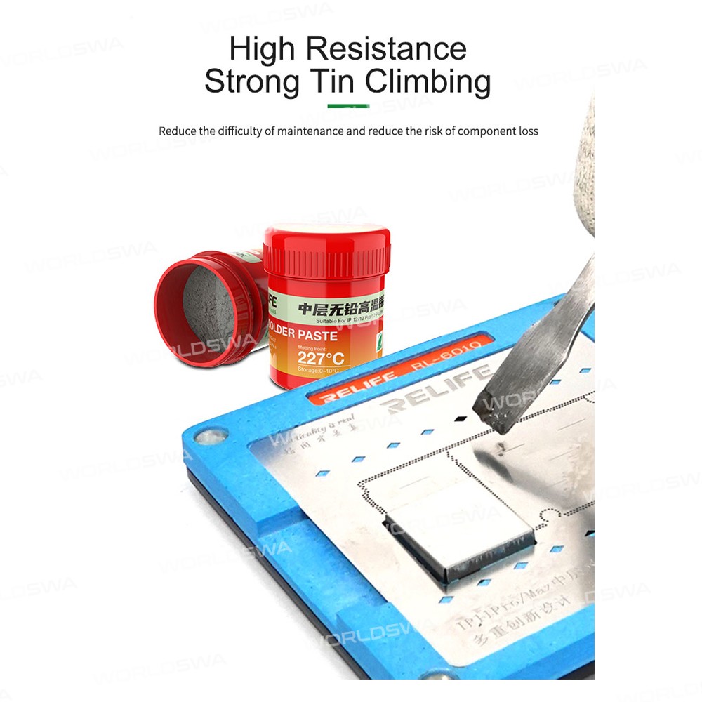 Relife RL-406 227°C High-temperature Lead-free Solder Paste Middle Layer Tin Planting for iPhone12 /