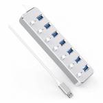 Aluminum Alloy 7 Ports USB 3.0 HUB With Separate Switch