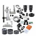 2.1X-180X Trinocular Stereo Zoom Microscope with WF10X/20 WF20X/10 Wide-field Eyepieces 0.5X 2.0X B