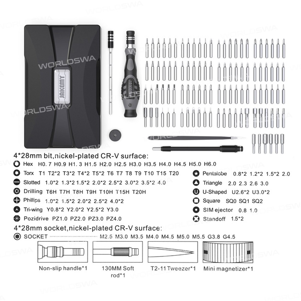Jakemy JM-8176 106-in-1 CR-V Bits Precision Magnetic Multifunction Screwdriver Set