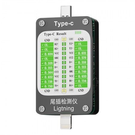 V68 Type-C / Lighting Interface Automatic Tail Plug Detector Tester for iPhone & Android