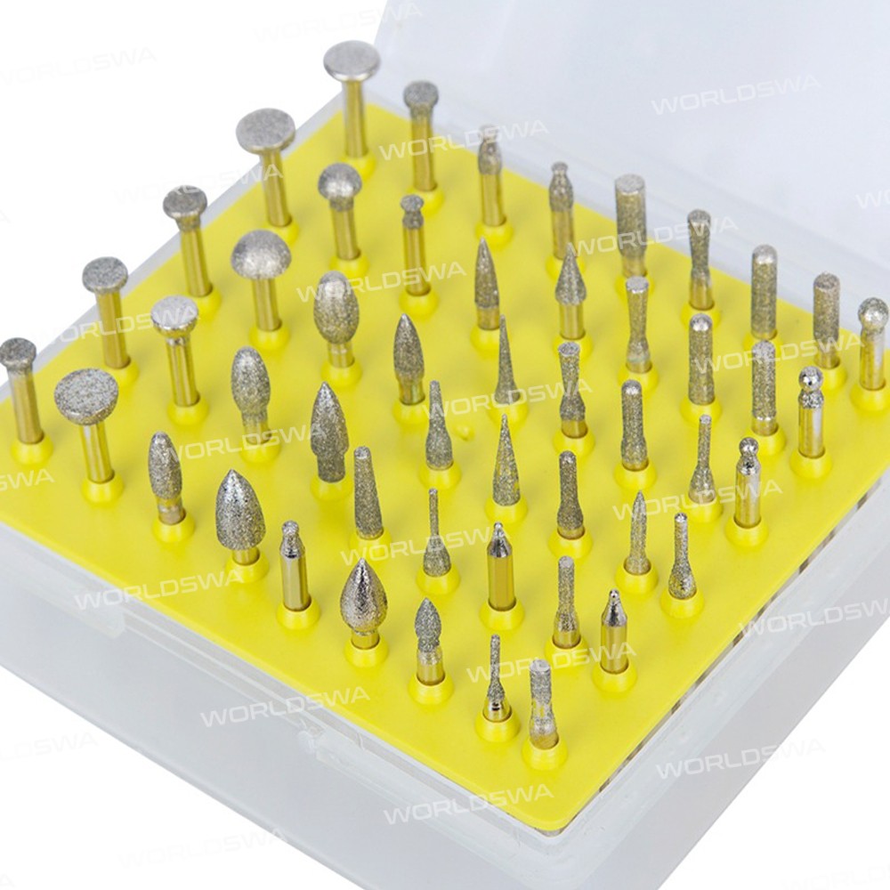 1/8 inch Shank Diamond Grinding Head Set for Electric Polisher - 50Pcs