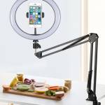 telescopic folding-desktop-cantilever-cell-phone-live-streaming-stand-with-10-inch-led-fill-light-2