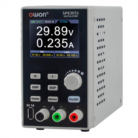 Owon SPE3051 Programmable Single-channel Linear DC Power Supply, 30V / 5A, 2.8-inch Display