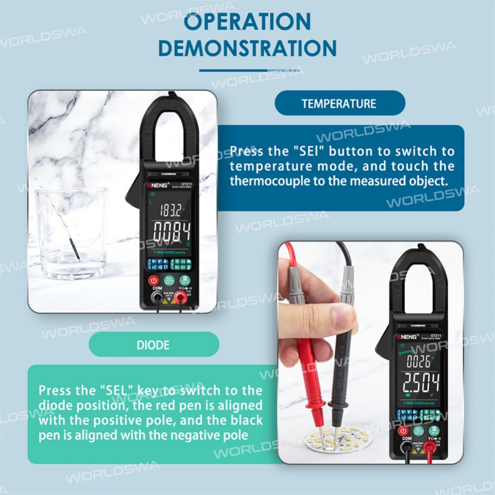 aneng st211-ultra-thin-large-screen-intelligent-automatic-anti-burning-digital-clamp-multimeter-8