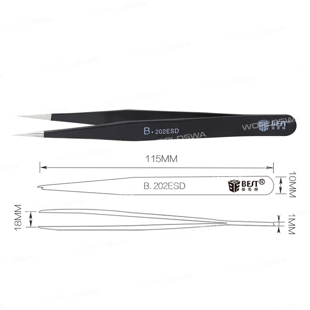 BST-202ESD Anti-static Precision Soldering Straight Tip Tweezers