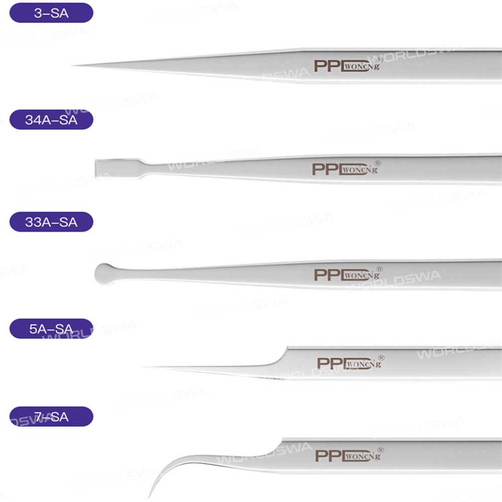PPD Ultra-fine Anti-magnetic Stainless Steel Tweezers for Motherboard IC Chip Repair