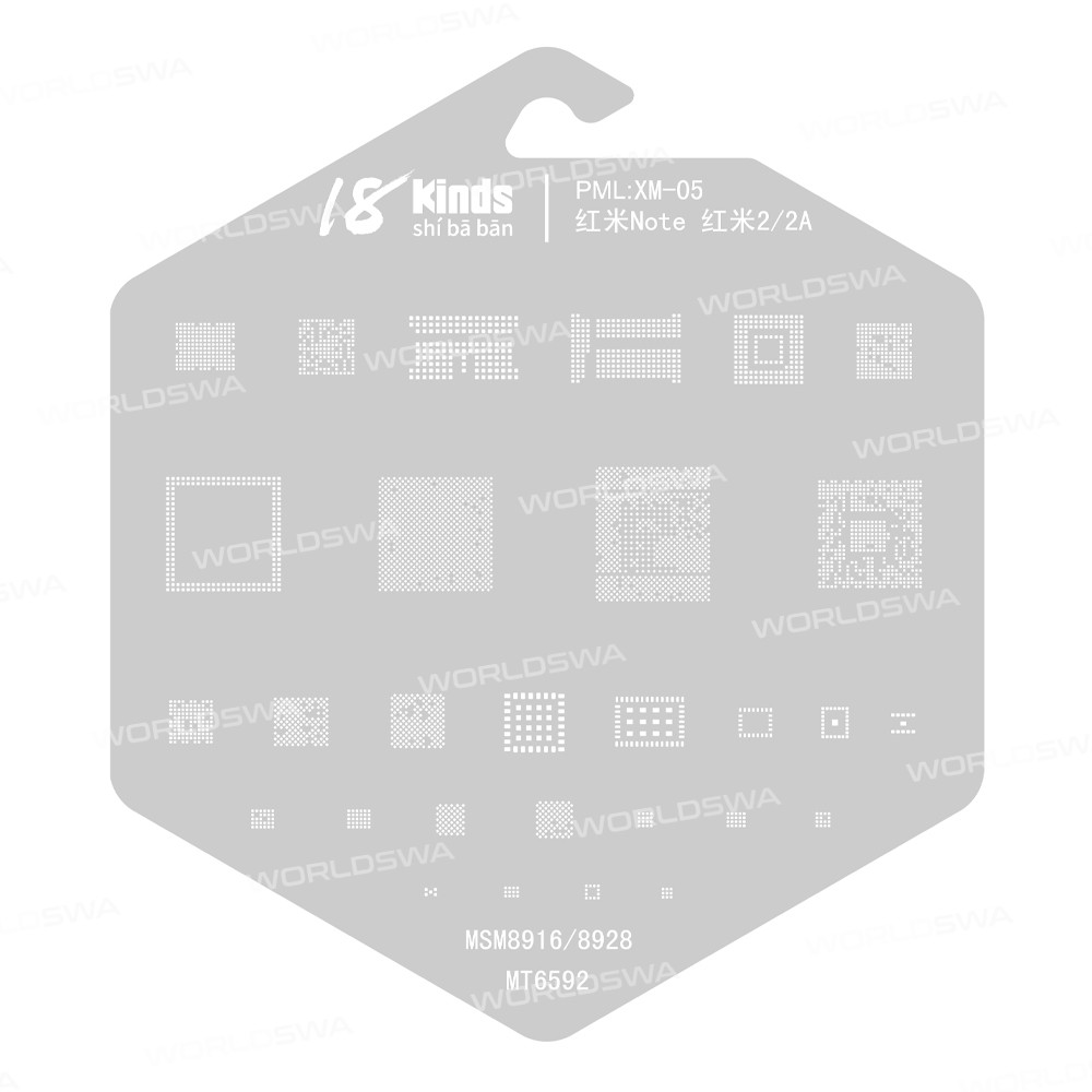 18 Kinds CPU BGA IC Reballing Stencil Kits for Xiaomi Phones