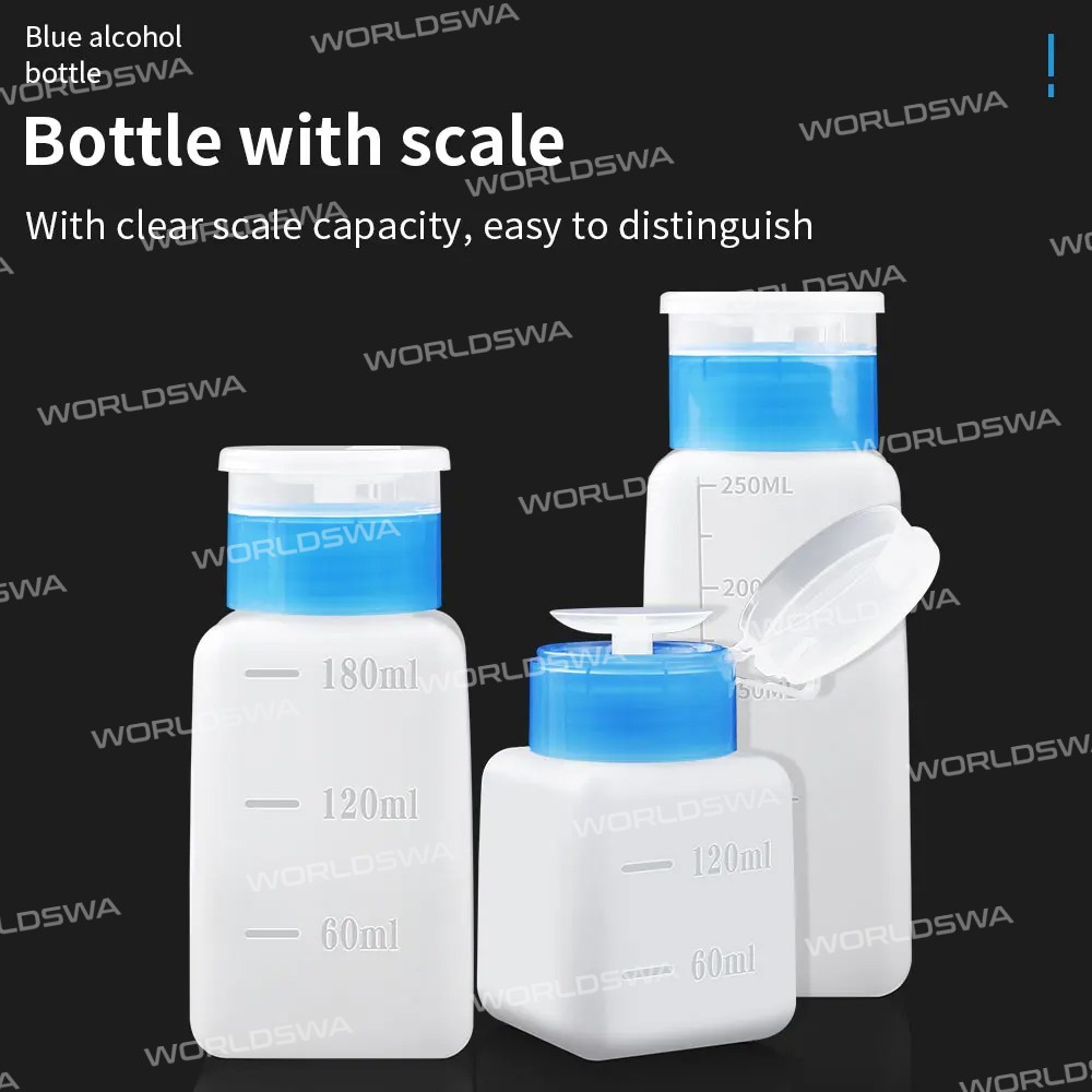 luxianzi 120-180-250ml-multi-capacity-blue-cap-square-bottle-push-up-plastic-alcohol-bottle-8