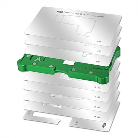 iPhone X to 13Pro Max 10-in-1 Motherboard Middle Layer BGA Planting Tin Template Platform Set