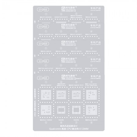Amaoe 5-in-1 U-QSU Series CPU Concentration BGA Reballing Stencil Set for Qualcomm Snapdragon