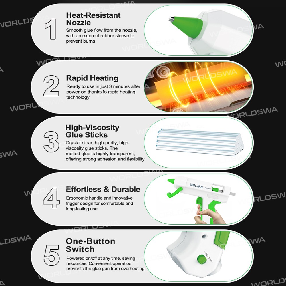 relife rl-062e-fast-heating-hot-melt-glue-gun-rl-097-hot-melt-glue-stick-set-6