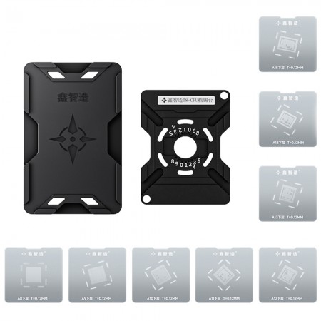 Xinzhizao 0.12mm 8-in-1 BGA Reballing Stencil Tin Planting Platform Set for Apple A8 to A15