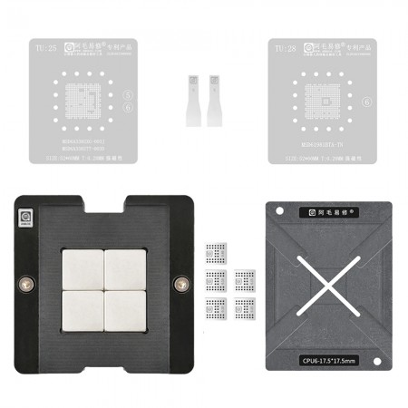 Amaoe Liquid Crystal Display Master Control 17.5x17.5mm CPU6 MSD61981BTA-TN / MSD6A338SXG-003J / MSD6A338STT-003D Tin Planting Reballing Stencil Net with Fixture Plate Holder