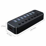 Orico SWU3-7A 7-Port High-speed USB 3.0 Split Control Hub With Power Adapter Support BC1.2 Charging
