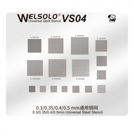 Welsolo VS04 Universal 0.3 / 0.35 / 0.4 / 0.5 BGA Reballing Stencil for Mobile Phone BGA Chip Repair