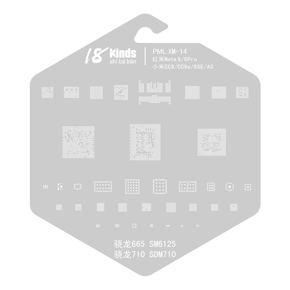 18 Kinds CPU BGA IC Reballing Stencil Kits for Xiaomi Phones