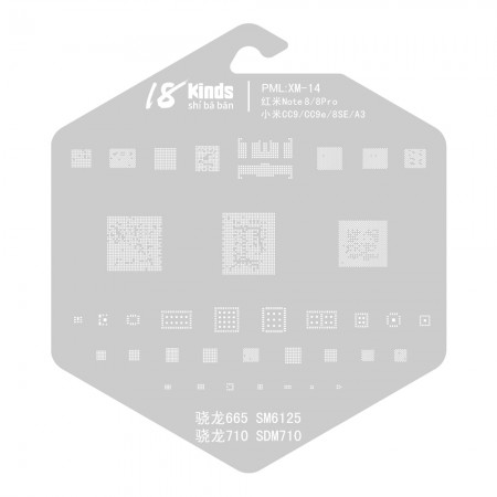 18 Kinds CPU BGA IC Reballing Stencil Kits for Xiaomi Phones