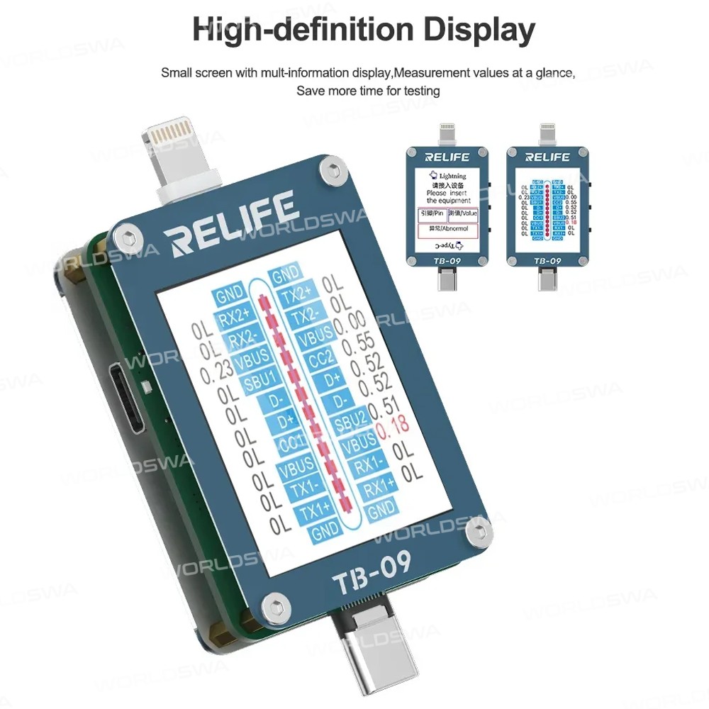 relife tb-09-type-c-lightning-charging-port-tester-for-iphone-and-android-phones-10