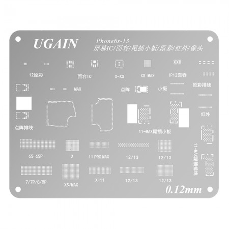 Ugain LCD Screen IC / Lattice / Face ID / Infrared / Camera BGA Reballing Stencil for iPhone 6S to 13Pro Max