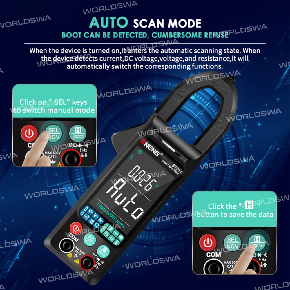 aneng st211-ultra-thin-large-screen-intelligent-automatic-anti-burning-digital-clamp-multimeter-3