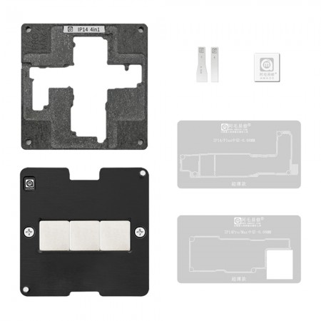 Amaoe 0.08mm IP14 4in1 BGA Reballing Stencil Platform Set for iPhone 14 / 14 Plus / 14 Pro / 14Pro Max