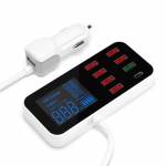 A9S+ 8-Port USB QC3.0 Quick Charging Intelligent Vehicle Charger with LED Display