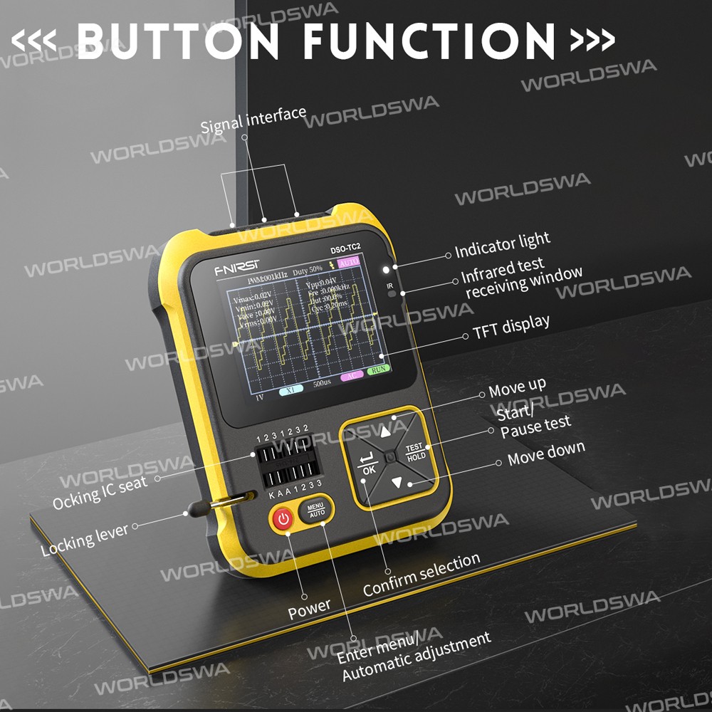 Fnirsi DSO-TC2 Portable 2-in-1 Multi-function Digital Oscilloscope Transistor Tester Multimeter