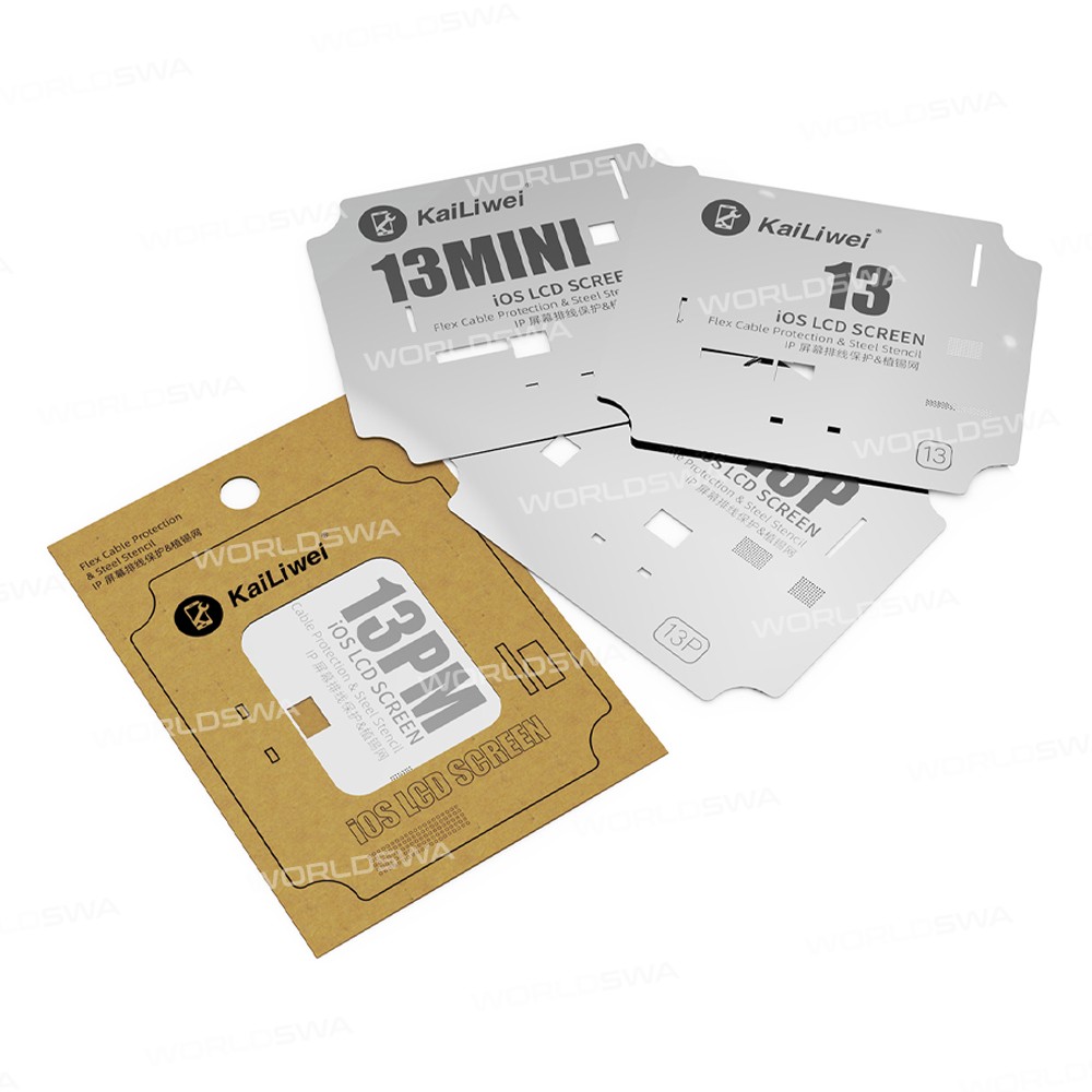 KaiLiWei iOS LCD Screen IC Flex Cable Protection & Steel Stencil Set for iPhone 11 to 13 Pro Max