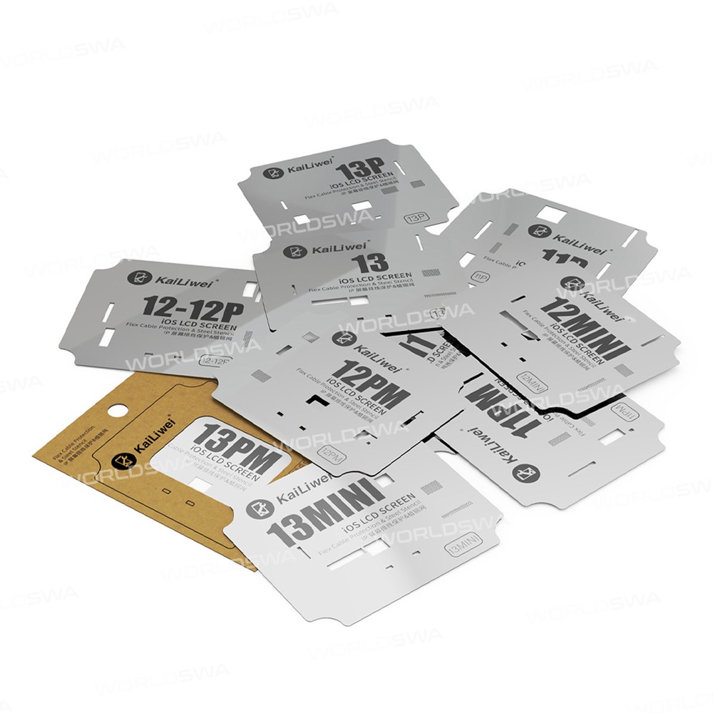 KaiLiWei iOS LCD Screen IC Flex Cable Protection & Steel Stencil Set for iPhone 11 to 13 Pro Max