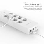 Orico HPC-8A5U 8 AC Outlets Surge Protector Power Strip with 5 USB Ports for Home Office - EU Plug