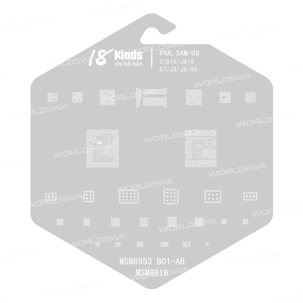18 Kinds CPU BGA IC Reballing Stencil Kits for Samsung Phones