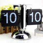 small table-clock-retro-flip-over-clock-stainless-steel-flip-over-internal-gear-driven-quartz-clock-