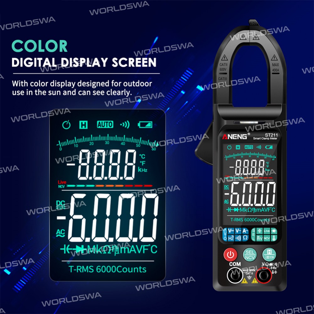 aneng st211-ultra-thin-large-screen-intelligent-automatic-anti-burning-digital-clamp-multimeter-6