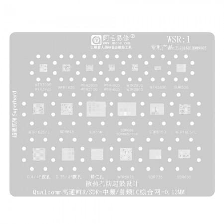 Amaoe WSR1 0.12mm Qualcomm WTR / SDR-IF / RF IC Integrated BGA Reballing Stencil