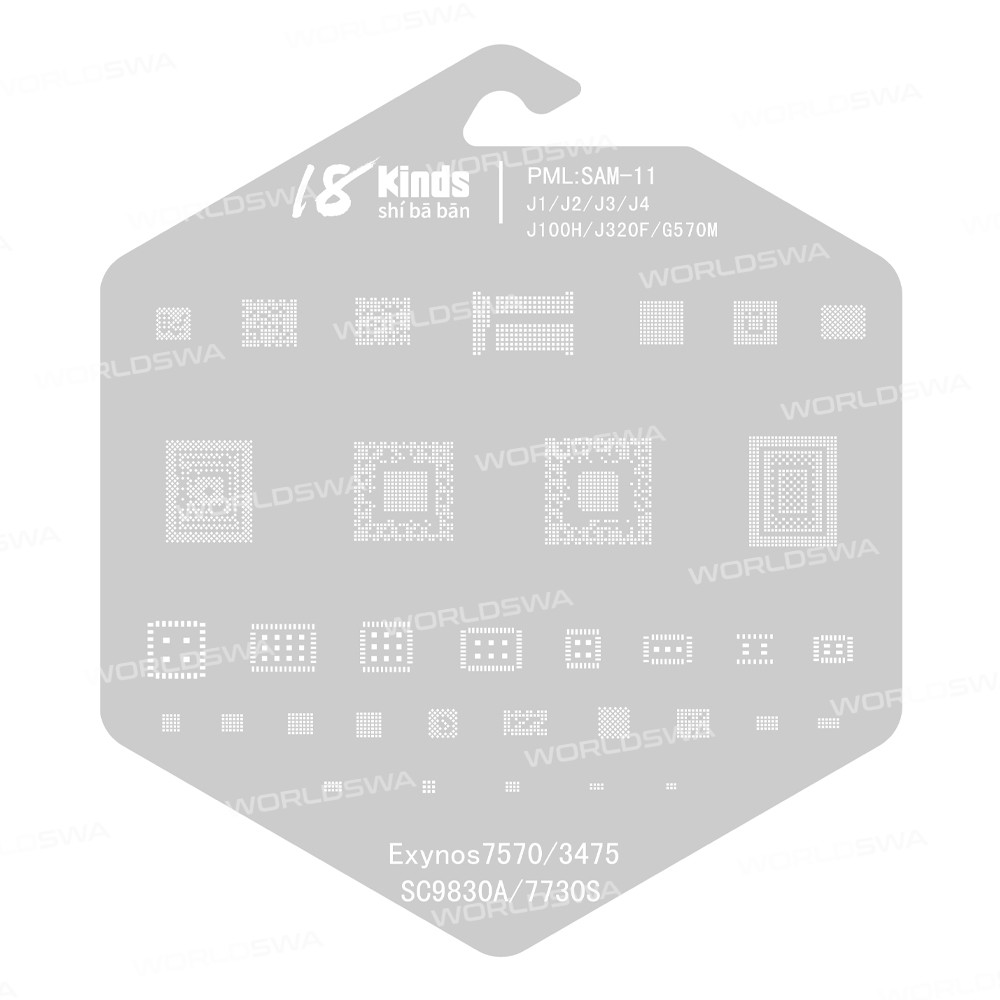 18 Kinds CPU BGA IC Reballing Stencil Kits for Samsung Phones