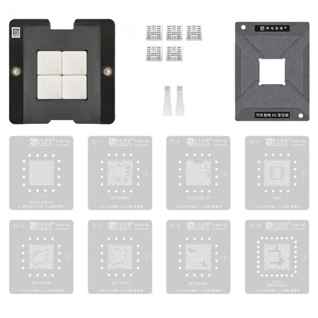 Amaoe Liquid Crystal Display Master Control 21x21mm CPU1: MT5505BKDI / NT72557BG-EA / T868 / AML7336-M3 / AML7366-M / AML7366-M6C / Hi3751ARBCV3200N00 with Stencil Net & Fixture Plate Holder for Tin Planting Reballing