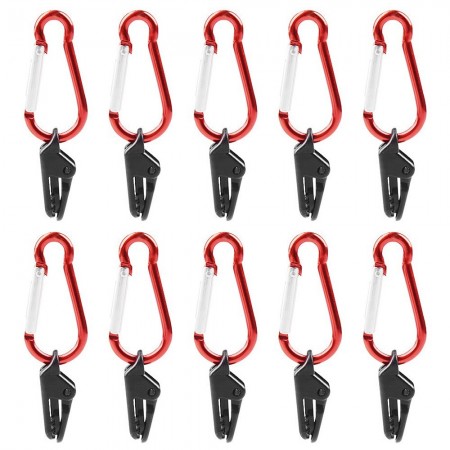 10PCS Camping Tent Tarp Awning Clips with Carabiner Tighten Lock Grip Clamp for Outdoor Camping Farming Garden