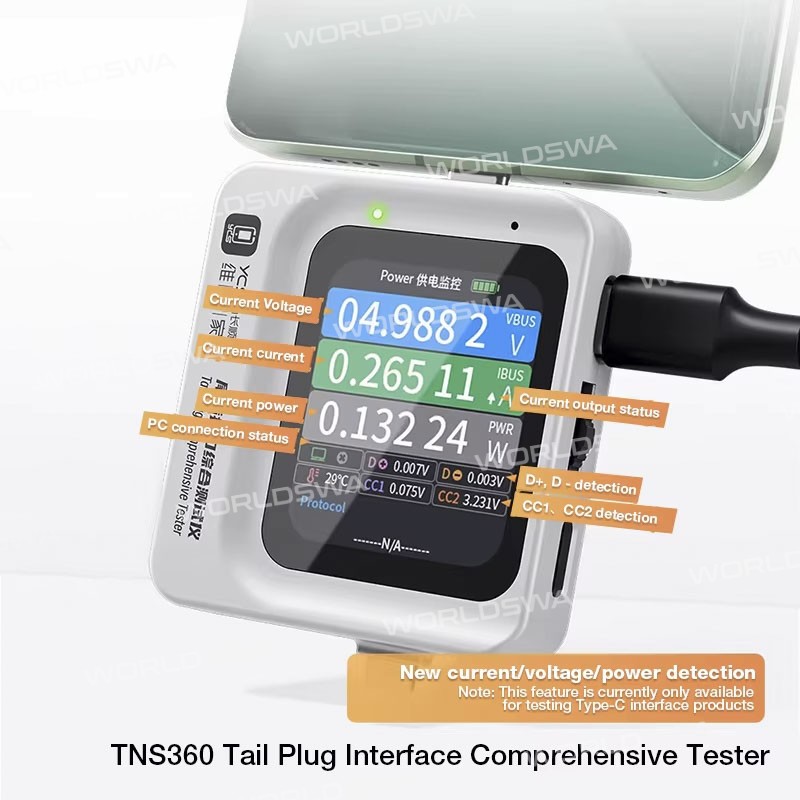 ycs tns360-type-c-lighting-tail-plug-comprehensive-detector-for-mobile-phone-laptop-2