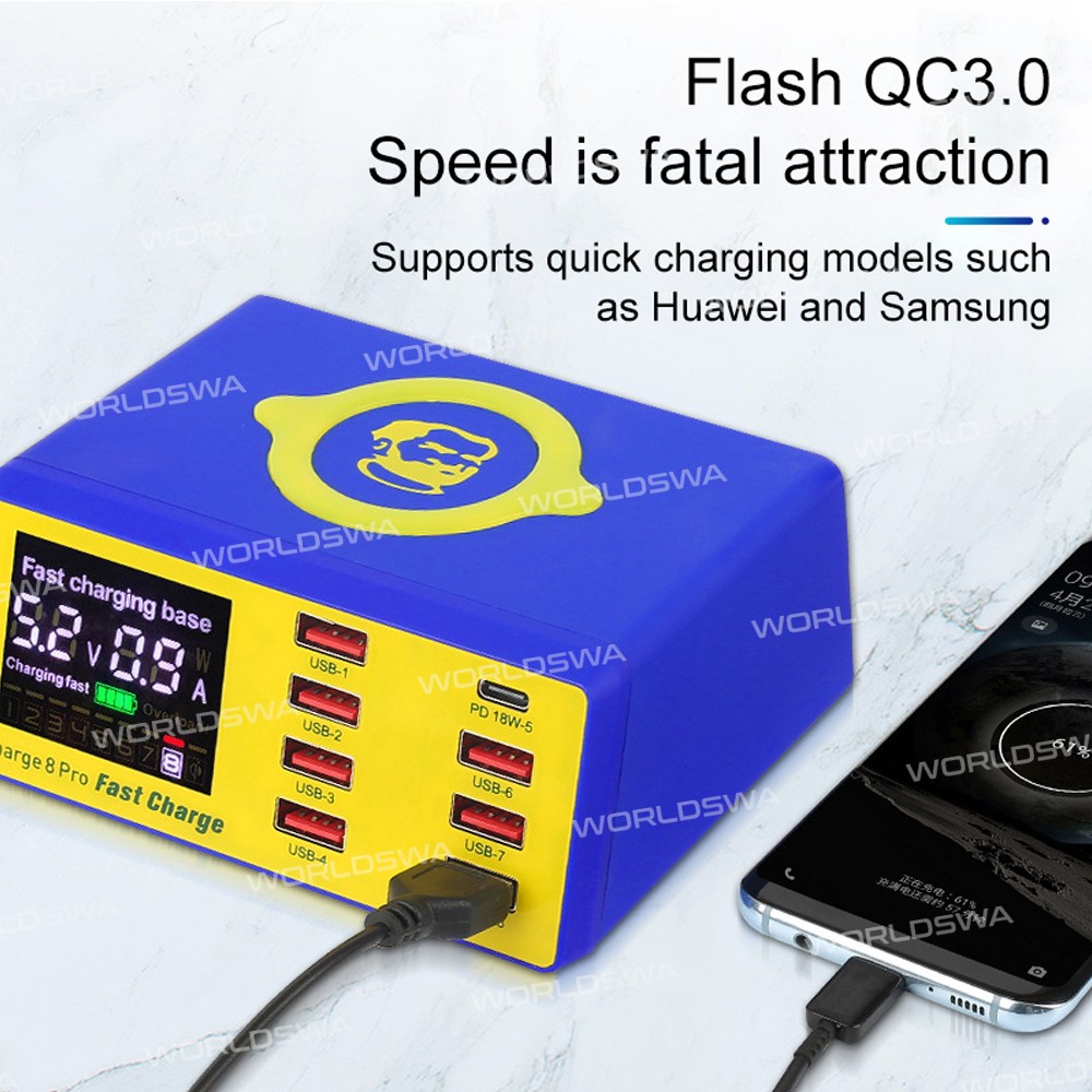Mechanic iCharge 8 Pro 8-Port QC 3.0 Wireless Intelligent Fast Charging Station with LCD Display