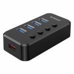 Orico SWU3-4A 4-Port High-speed USB 3.0 Split Control Hub With Power Adapter Support BC1.2 Charging