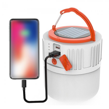 Portable Lantern USB Solar Power 24pcs Lamp Beads for Outdoor Camping Accidental Outage Use