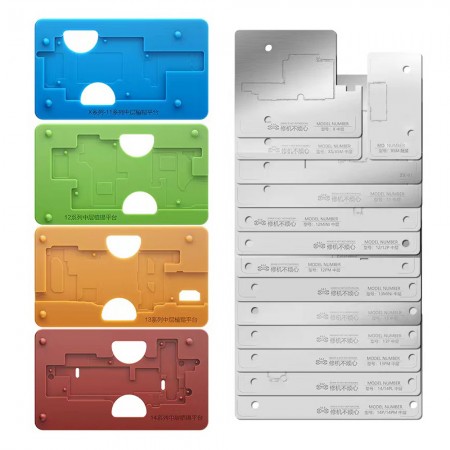 ZX-01 18-in-1 Silicone Middle Layer Tin Planting BGA Reballing Platform Set for iPhone X, XS, XR, 11, 12, 13, 14, 14Pro Max