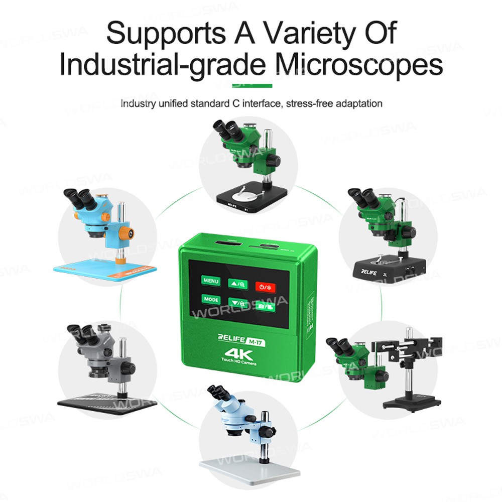 relife rl-m6t-pro-b11-65x-65x-continuous-zoom-trinocular-stereo-microscope-with-m-17-4k-hd-camera-11