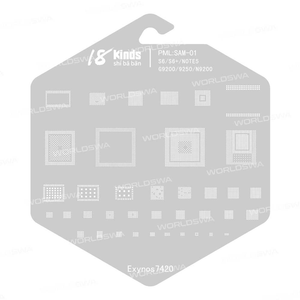 18 Kinds CPU BGA IC Reballing Stencil Kits for Samsung Phones