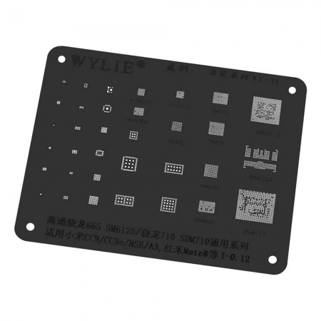 Wylie WL-71 Snapdragon 665 / 710 CPU Black BGA Reballing Stencil for Xiaomi CC9 / CC9e / 8SE