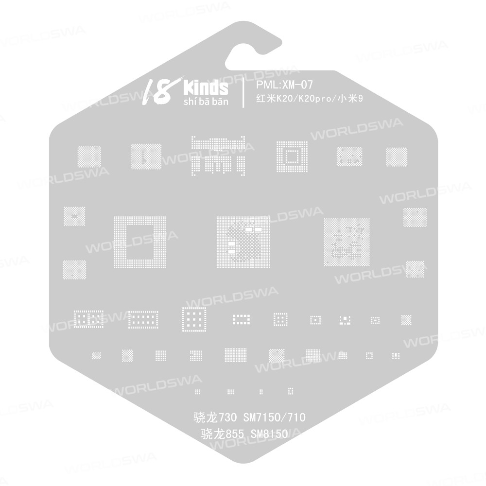 18 Kinds CPU BGA IC Reballing Stencil Kits for Xiaomi Phones