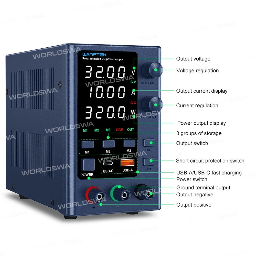 wanptek eps-series-adjustable-switching-dc-power-supply-with-usb-type-c-dual-interface-12