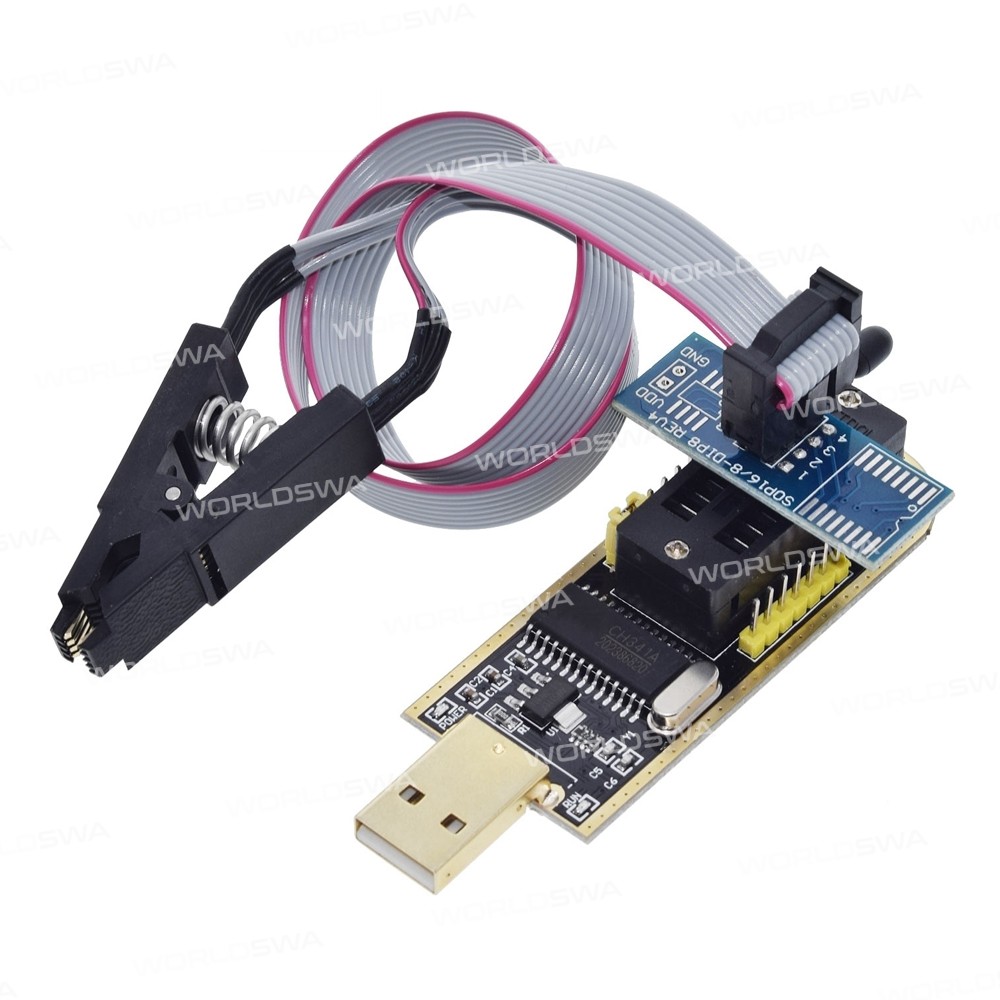 CH341A 24 / 25 Series EEPROM Flash BIOS USB Programmer Module SOIC8 SOP8 Test Clip for Arduino
